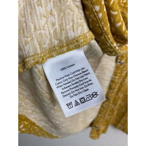 Eddie Bauer Womens Mustard Button Up Top Plus size 2XL 3/4 Sleeve Jersey Casual - Picture 4 of 13